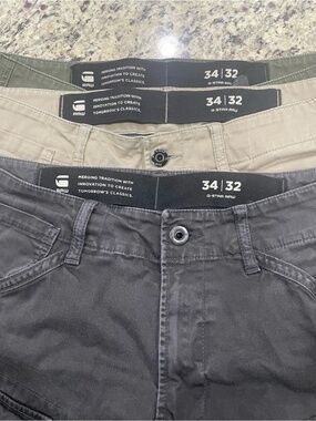 G-Star Men's pants in Black, Khaki and Olive